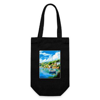 Fowey River Angleterre Royaume-Uni Affiche de voyage Souvenir WPA - Sac à bouteille - noir - Devant