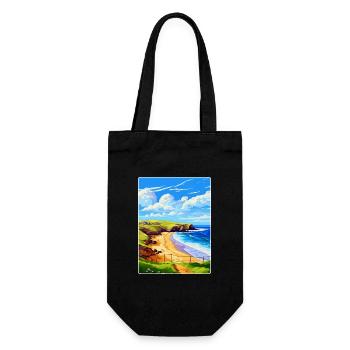 Holywell Bay Cornwall England Uk Travel Poster WPA - Gift Bag for Bottles - black - Front