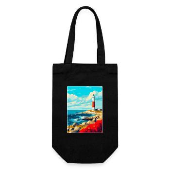 Portland Bill England Uk Reiseplakat Souvenir - Geschenkbeutel für Flaschen - Schwarz - Vorne