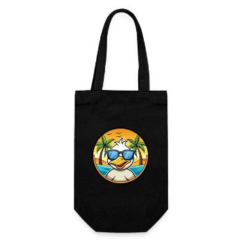 Canard Drôle Dessin Animé Plage De Soleil De Plage Autocollant - Sac à bouteille - noir - Devant