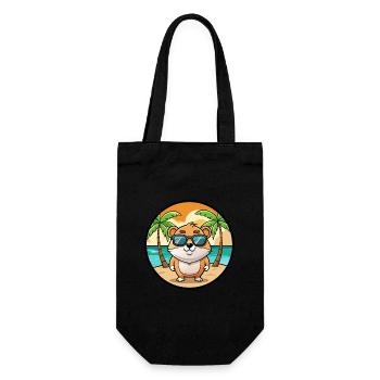 Hamster Lustig Cartoon Sommer Strand Sonnenbrille Cool - Geschenkbeutel für Flaschen - Schwarz - Vorne