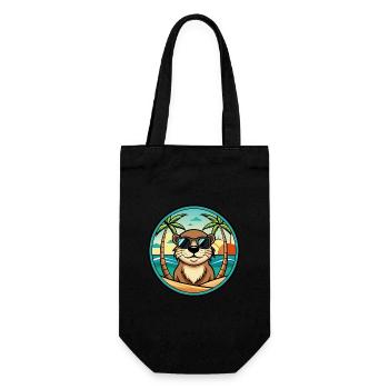 Otter Funny Cartoon Summer Beach Sunglasses Cool - Gift Bag for Bottles - black - Front