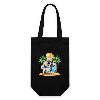 Caniche Chien Drôle Dessin Animé Plage De Plage Lunettes De Soleil - Sac à bouteille - noir - Devant