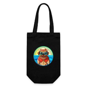 Pug Dog Funny Cartoon Summer Beach Sunglasses Cool - Gift Bag for Bottles - black - Front