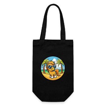 Pony Lustige Cartoon Sommer Strand Sonnenbrille Aufkleber - Geschenkbeutel für Flaschen - Schwarz - Vorne