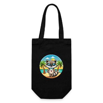 Waschbär Lustig Cartoon Sommer Strand Sonnenbrille Cool - Geschenkbeutel für Flaschen - Schwarz - Vorne