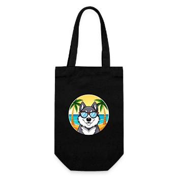 Husky Dog Drôle Dessin Animé Plage Lunettes De Soleil - Sac à bouteille - noir - Devant
