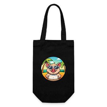 Schwein lustige Cartoon Sommer Strand Sonnenbrille Aufkleber - Geschenkbeutel für Flaschen - Schwarz - Vorne