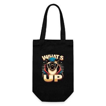 Siamkatze Whats Up Design - Geschenkbeutel für Flaschen - Schwarz - Vorne