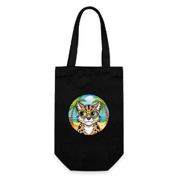 Australische gefleckte Nebelkatzenrasse Cartoon Beach - Geschenkbeutel für Flaschen - Schwarz - Vorne