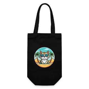 American Wirehair Cat Breed Cartoon Sunglass Beach - Gift Bag for Bottles - black - Front