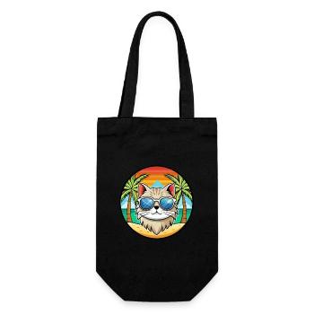 British Longhair Cat Breed Cartoon Sunglass Beach - Gift Bag for Bottles - black - Front