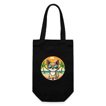 Siamese Shorthair Cat Breed Cartoon Sunglass Beach - Gift Bag for Bottles - black - Front