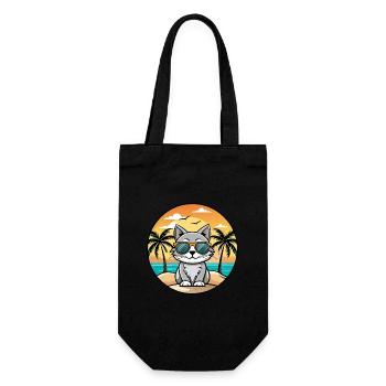 American Curl Katzenrasse Cartoon Sonnenbrille Strand - Geschenkbeutel für Flaschen - Schwarz - Vorne