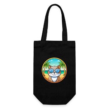 British Longhair Cat Breed Cartoon Sunglass Beach - Gift Bag for Bottles - black - Front