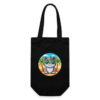 Scottish Fold Shorthair Cat Breed Cartoon Beach - Sac à bouteille - noir - Devant