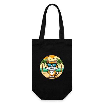 Cymric Katzenrasse Cartoon Sonnenbrille Strand - Geschenkbeutel für Flaschen - Schwarz - Vorne