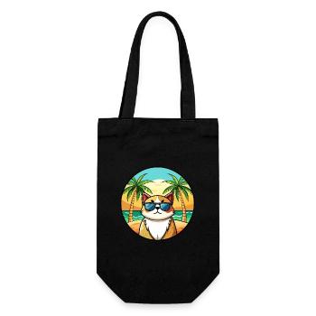 Exotic Shorthair Cat Breed Cartoon Sunglass Beach - Gift Bag for Bottles - black - Front