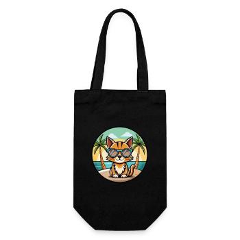 Somali Shorthair Cat Breed Cartoon Sunglass Beach - Sac à bouteille - noir - Devant