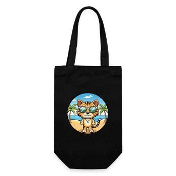 Toyger Katze Rasse Cartoon Kawaii Sonnenbrille Strand - Geschenkbeutel für Flaschen - Schwarz - Vorne