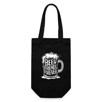 Beer Mug Saying Beer Friends Forever - Gift Bag for Bottles - black - Front