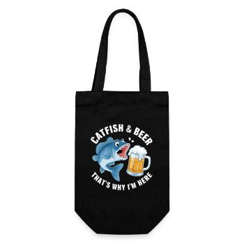 Catfish and beer, That's why I'm here - Gift Bag for Bottles - black - Front