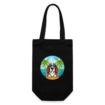 Basset Bleu De Gascogne Dog Breed Cartoon Beach - Gift Bag for Bottles - black - Front