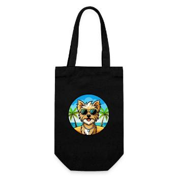 Bichon Yorkie Hunderasse Cartoon Sonnenbrille Strand - Geschenkbeutel für Flaschen - Schwarz - Vorne
