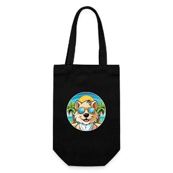 Bolognese Hund Rasse Cartoon Sonnenbrille Strand - Geschenkbeutel für Flaschen - Schwarz - Vorne
