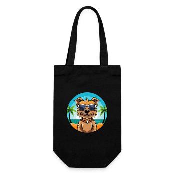 Border Terrier Chien Race Dessin Animé Lunettes de Soleil Plage - Sac à bouteille - noir - Devant