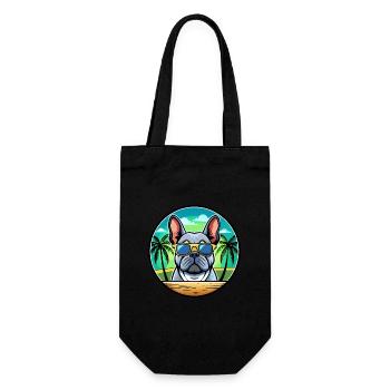 French Bulldog Breed Cartoon Sunglasses Beach - Gift Bag for Bottles - black - Front