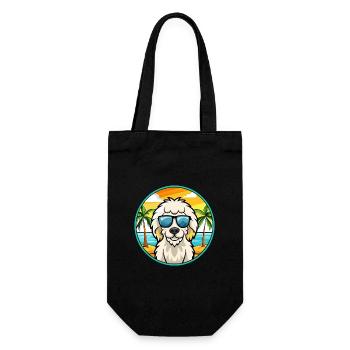 Ungarischer Kuvasz Hund Rasse Cartoon Sonnenbrille Strand - Geschenkbeutel für Flaschen - Schwarz - Vorne