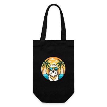 Lhasa Apso Hunderasse Cartoon Sonnenbrille Strand - Geschenkbeutel für Flaschen - Schwarz - Vorne