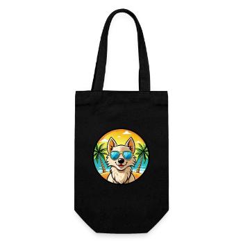 Nordic Spitz Dog Breed Cartoon Sunglasses Beach - Gift Bag for Bottles - black - Front