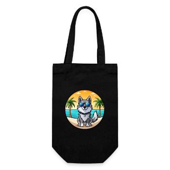 Norwegian Elkhound Dog Breed Cartoon Sunglasses - Gift Bag for Bottles - black - Front
