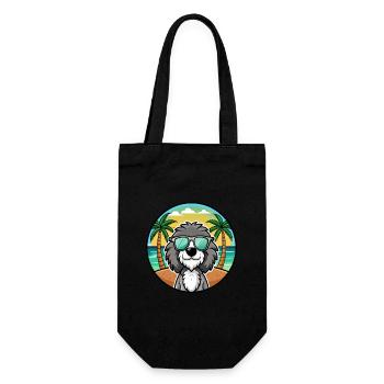 Portuguese Water Dog Breed Cartoon Sunglass Beach - Gift Bag for Bottles - black - Front