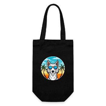 Chien-loup russe race de chien dessin animé lunettes de soleil plage - Sac à bouteille - noir - Devant