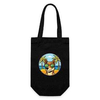 Serbischer dreifarbiger Laufhund Rasse Cartoon Strand - Geschenkbeutel für Flaschen - Schwarz - Vorne