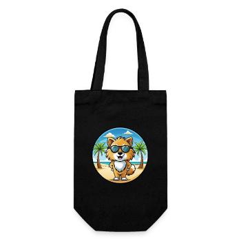Spielzeug Deutscher Spitz Hund Rasse Cartoon Sonnenbrille Strand - Geschenkbeutel für Flaschen - Schwarz - Vorne