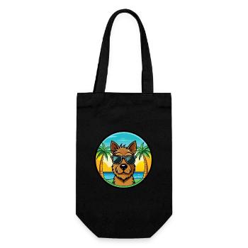 Welsh Terrier Dog Breed Cartoon Sunglasses Beach - Gift Bag for Bottles - black - Front