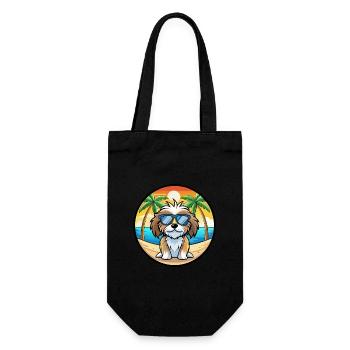 Tibetische Kyi Apso Hunderasse Cartoon Sonnenbrille Strand - Geschenkbeutel für Flaschen - Schwarz - Vorne