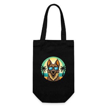 Chien de berger belge race dessin animé lunettes de soleil plage - Sac à bouteille - noir - Devant