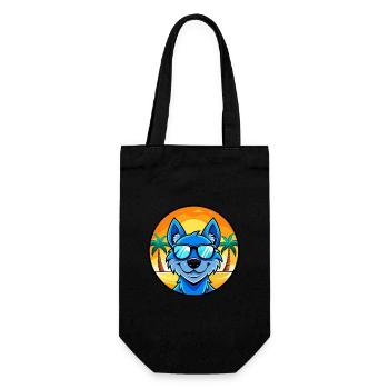 Lunettes de soleil de dessin animé de race de chien en dentelle bleue plage - Sac à bouteille - noir - Devant