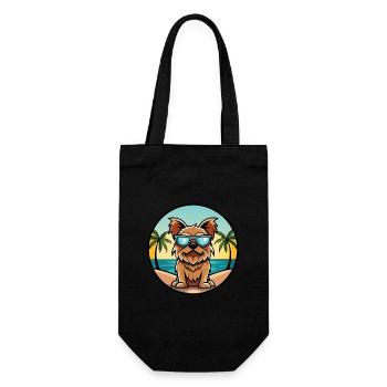 Griffon de Bruxelles Race De Chien Dessin Animé Lunettes De Soleil Plage - Sac à bouteille - noir - Devant