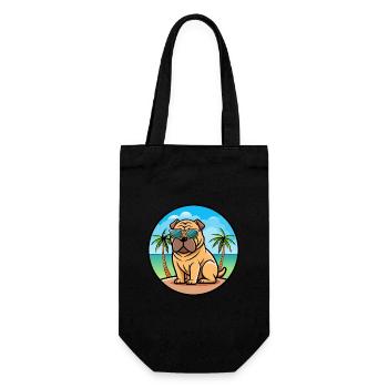 Chinois Shar Pei Chien Race Dessin Animé Lunettes De Soleil Plage - Sac à bouteille - noir - Devant