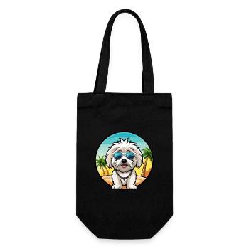 Coton De Tulear Chien Race Dessin Animé Lunettes De Soleil Plage - Sac à bouteille - noir - Devant
