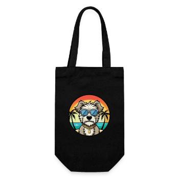 Dandie Dinmont Terrier Dog Breed Cartoon Beach - Gift Bag for Bottles - black - Front