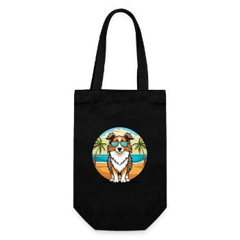 English Shepherd Dog Breed Cartoon Sunglass Beach - Gift Bag for Bottles - black - Front