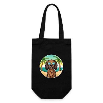 Deutsch Langhaar Vorstehhund Rasse Cartoon Strand - Geschenkbeutel für Flaschen - Schwarz - Vorne