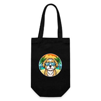 Lhasa Apso Hunderasse Cartoon Sonnenbrille Strand - Geschenkbeutel für Flaschen - Schwarz - Vorne